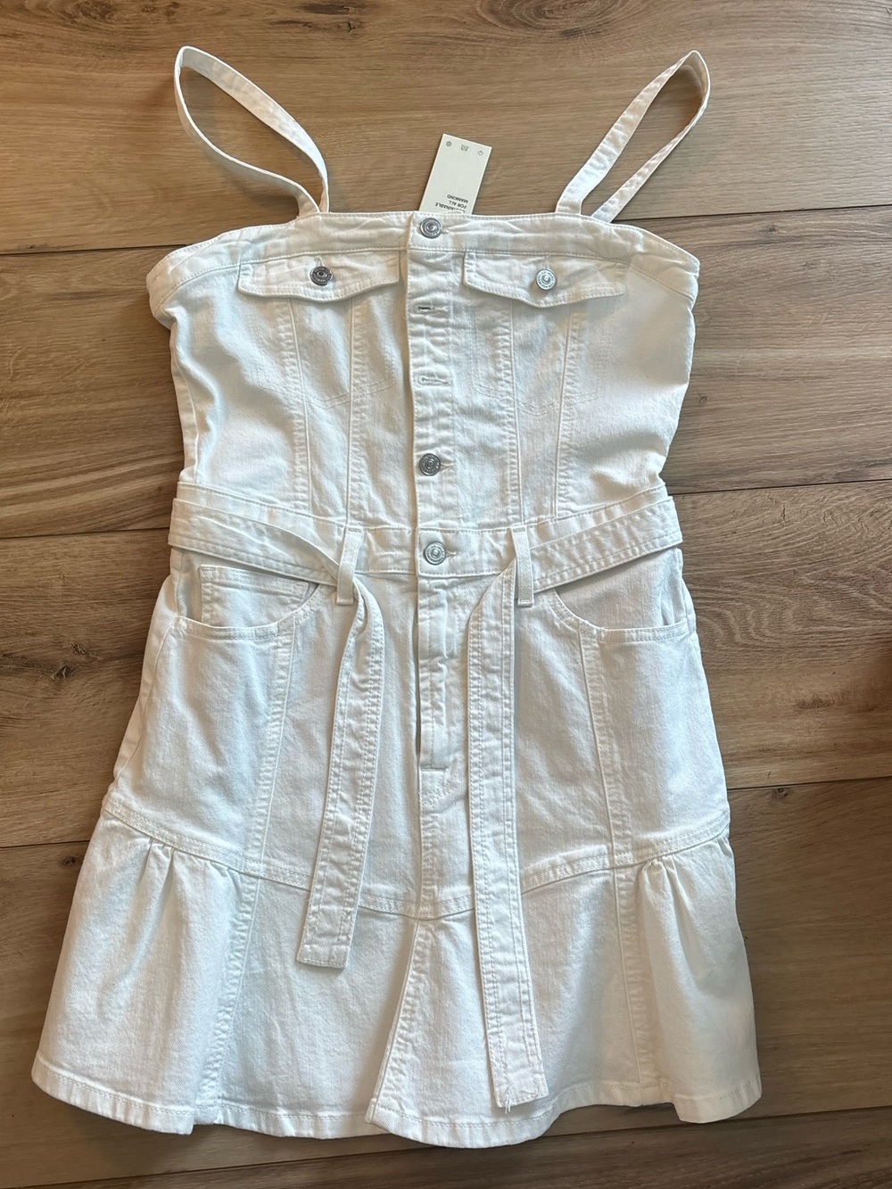 NWT 7 for All-mankind White Denim Tie-Waist Sundress for women